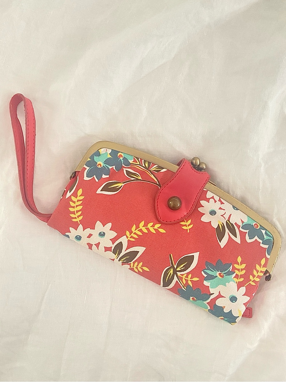 Floral Coral Wristlet Wallet
